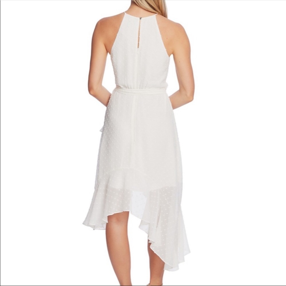 White Halter High-Low Ruffle Dress - Picture 2 of 4